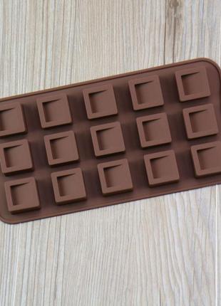 Форма силиконовая для конфет квадратики 6959 21 см коричневая