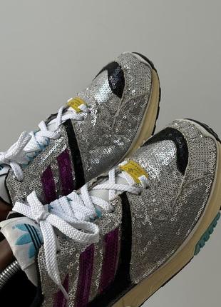 Adidas originals zx 4000 c crystal кроссовки оригинал пайетки блестящие серебряные хром яркие3 фото