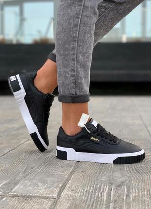 Puma cali black/white  шикарные женские кроссовки пума черные с белым3 фото