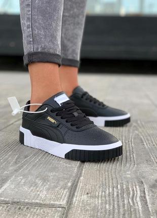 Puma cali black/white  шикарные женские кроссовки пума черные с белым1 фото