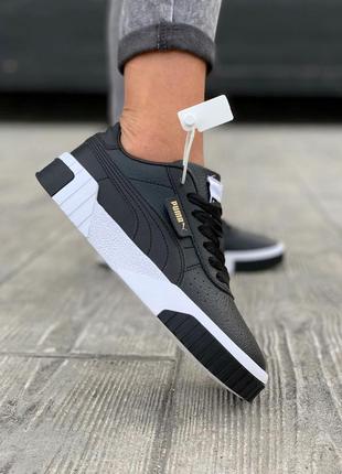 Puma cali black/white  шикарные женские кроссовки пума черные с белым8 фото