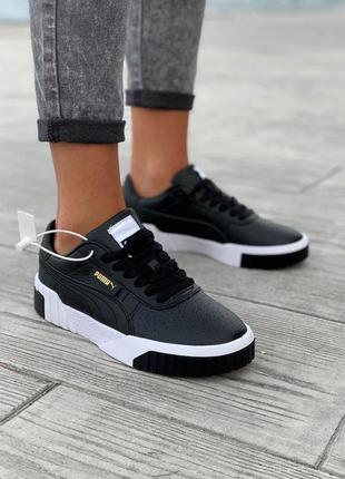 Puma cali black/white  шикарные женские кроссовки пума черные с белым4 фото