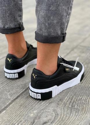 Puma cali black/white  шикарные женские кроссовки пума черные с белым5 фото