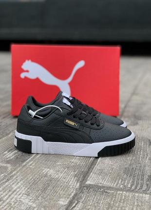 Puma cali black/white  шикарные женские кроссовки пума черные с белым10 фото