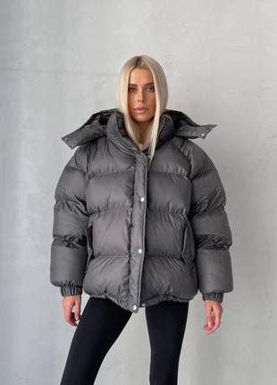 Трендовый пуфер теплая зимняя куртка пальто пуховик5 фото