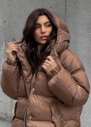 Трендовый пуфер теплая зимняя куртка пальто пуховик3 фото