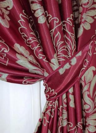 Шторна тканина блекаут-софт "корона". колір бордовий3 фото
