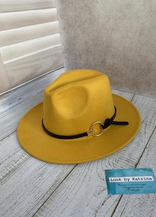 Шляпа федора желтая3 фото