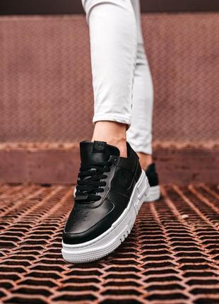 Кроссовки nike air force pixel black white, женские черные кожаные кроссовки