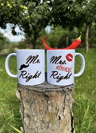 Чашка керамічна з принтом парна набір чашок