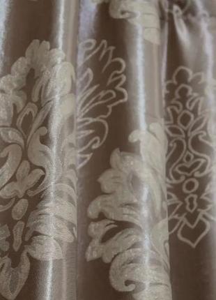 Гарні штори в вітальню "корона" (2шт. 1,5х2,75м) блекаут-софт. колір бежевий5 фото