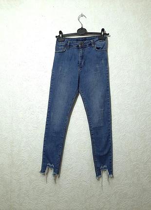 Lovest турецкие джинсы синие зауженные слимы скинни denim котон+эластан женские высокая посадка