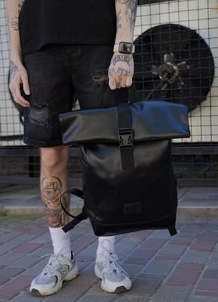 Кожаный рюкзак роллтоп without 1702 black2 фото