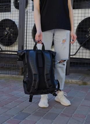 Кожаный рюкзак роллтоп without 1702 black7 фото