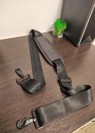 Плечевий ремінь для сумки з наплічником чорний широкий чорна фурнітура ручка пояс ремінець на плече