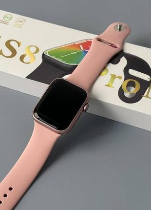 Cмарт часы smart watch gs8 pro max 45mm с украинским языком и функцией звонка розовый3 фото