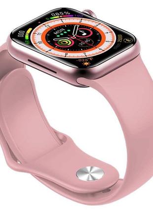 Cмарт часы smart watch gs8 pro max 45mm с украинским языком и функцией звонка розовый8 фото