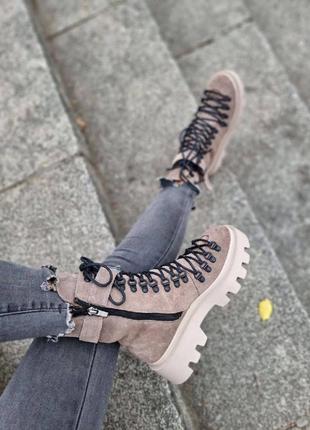 Женские ботинки натуральная замша осень, зима