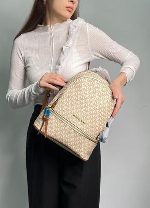 Сумка michael kors large rhea logo backpack ivory