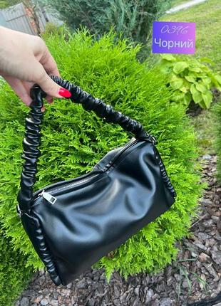 Маленька жіноча чорна сумочка з еко-шкіри, сумка, клатч1 фото