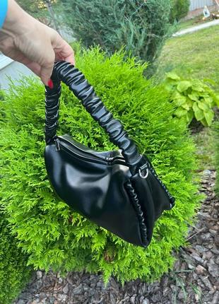 Маленька жіноча чорна сумочка з еко-шкіри, сумка, клатч2 фото