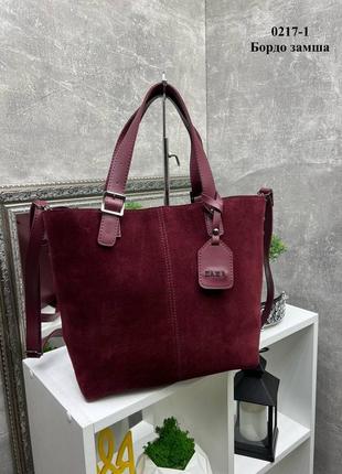 Женская замшевая сумка, сумочка а4, шоппер, замша, эко-кожа в стиле зара, zara1 фото