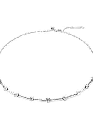 Серебряное ожерелье pandora блестящие пластины pavé4 фото
