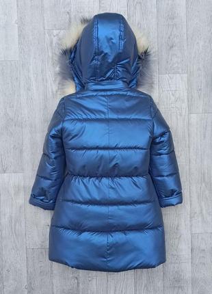 Детская зимняя куртка пальто «жемчужина» для девочки рост 116-140, модная удлиненная курточка пуховик на зиму7 фото