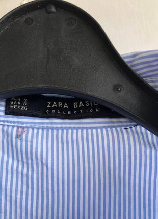 Рубашка zara классическая с принтом, голубая в полоску зара рубашка, блузка из натуральной ткани5 фото