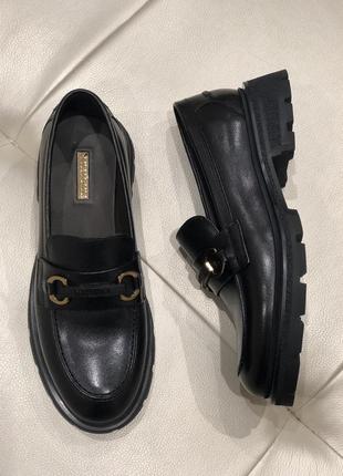 Туфли лоферы кожаные женские черные стильные туфли на каждый день py358a-53a anemone 2888