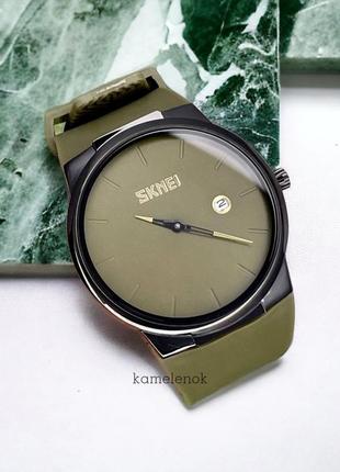 Женские  наручные кварцевые стрелочные  часы хаки skmei 1509ag army green