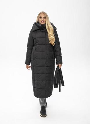 Теплое зимнее пальто агата пуховик fill tex с поясом 46-58 размеры разные цвета5 фото