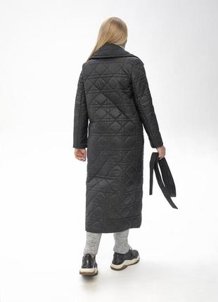 Демисезонное стеганое пальто гала с поясом на тинсулейте 44-54 размеры разные цвета5 фото