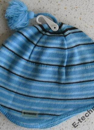 Тепла шапка columbia double black hat blue1 фото