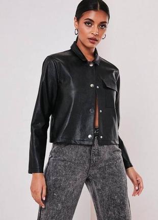 Черный кожаный пиджак missguided3 фото