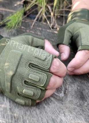 Тактические перчатки военные без пальцев черные защитные5 фото