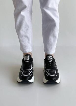 Женские демисезонные кроссовки из экокожи на платформе veagia черные с белым 41 39 40 38 37 364 фото
