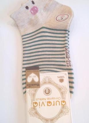 Шкарпетки короткі в смужку з мордочкою на резинці aura.via супер дизайн відмінна якість3 фото
