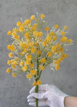 Декоративний, штучний букет із квітами, жовтого кольору, 36 см. квіти преміум-класу для інтер'єру, декору