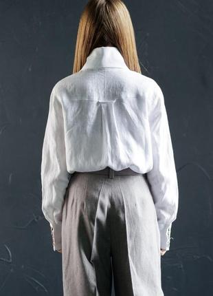 Льняная женская рубашка vil'ni албани белый3 фото