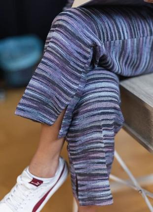 Льняные женские брюки vil'ni остин фиолетово-синий жаккард4 фото