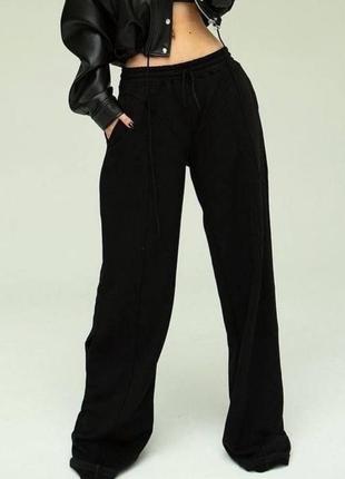 Теплые широкие оверсайз брюки на флисе со швами/ стрелками🔥1 фото