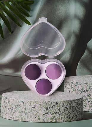 Спонж яйце для макіяжу набір 3 шт у коробочці серце8 фото