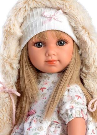 Испанская кукла llorens виниловая коллекционная девочка с белыми длинными волосами 35 см3 фото
