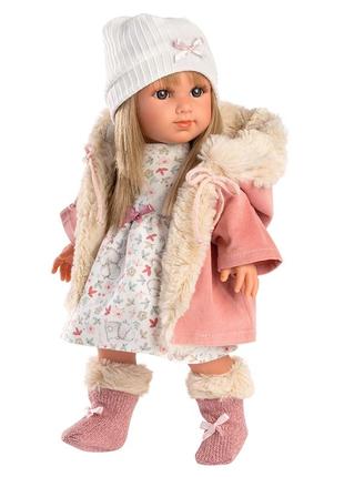 Испанская кукла llorens виниловая коллекционная девочка с белыми длинными волосами 35 см