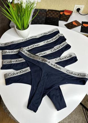 Трусики жіночі стринги calvin klein radiant спідня білизна бавовна, комплект 5 штук, розмір l