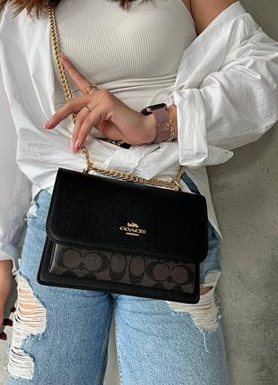 Сумка шкіра в стилі coach чорна кожа коач