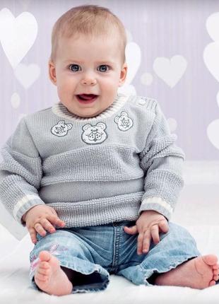 Дитячий светр напіввовна ведмедики лютик для хлопчика 9м3 фото