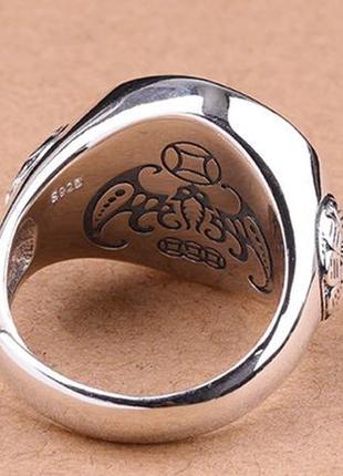 Мужское большое серебряное кольцо знаки зодиака инь янь 17 грамм вращается регулируется9 фото