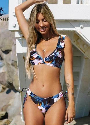 Купальник роздільний в квітковий  принт розмір s